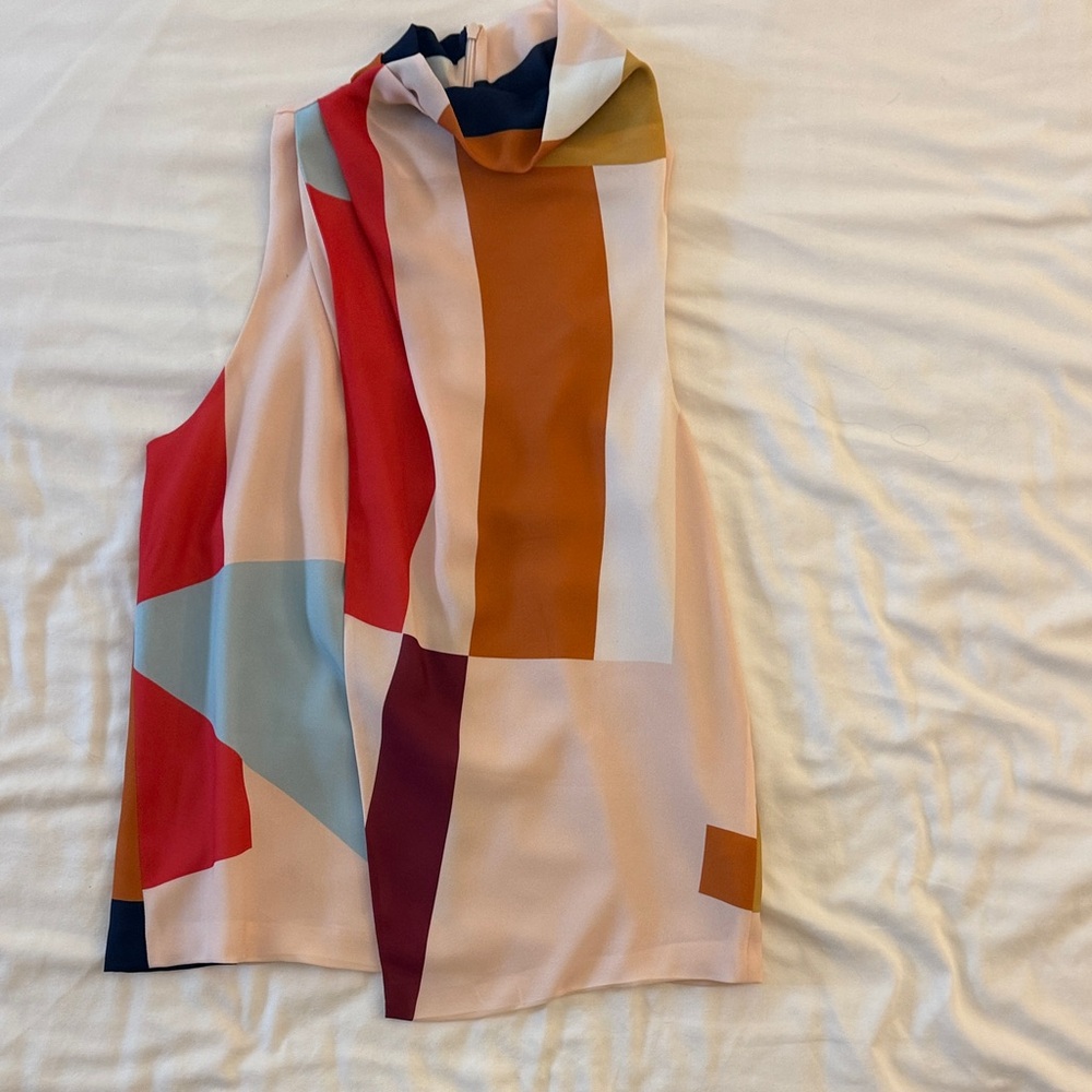 C/MEO Collective Multicolor Geometric Mock Neck Camisole